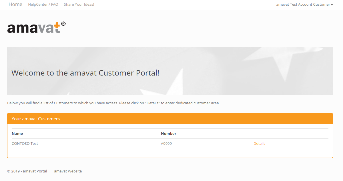 amavat Customer Portal